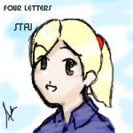 A blonde girl I drew using my mouse in Marcello's program, 2draw.